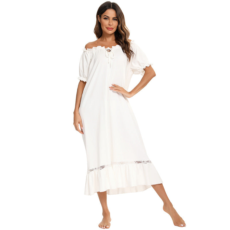 Versatile Women's Pajamas Sleeve Nightdress Comfortable Dress