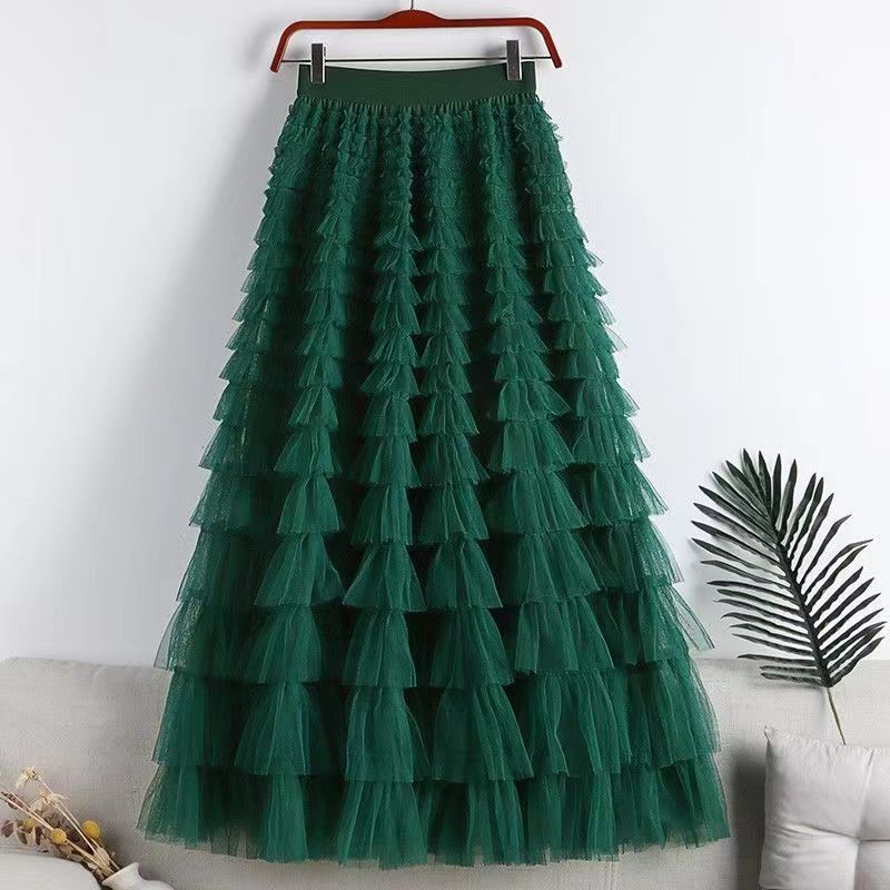 Charming Mesh Stitching Cake Dress Long Skirt