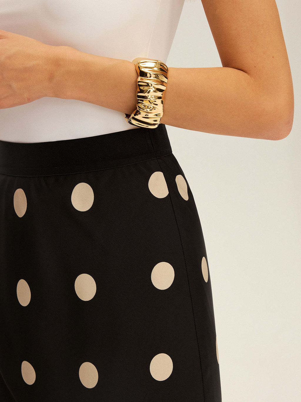 Dot Fashion Slimming A- Line Drape Elastic High Waist Fishtail Skirt