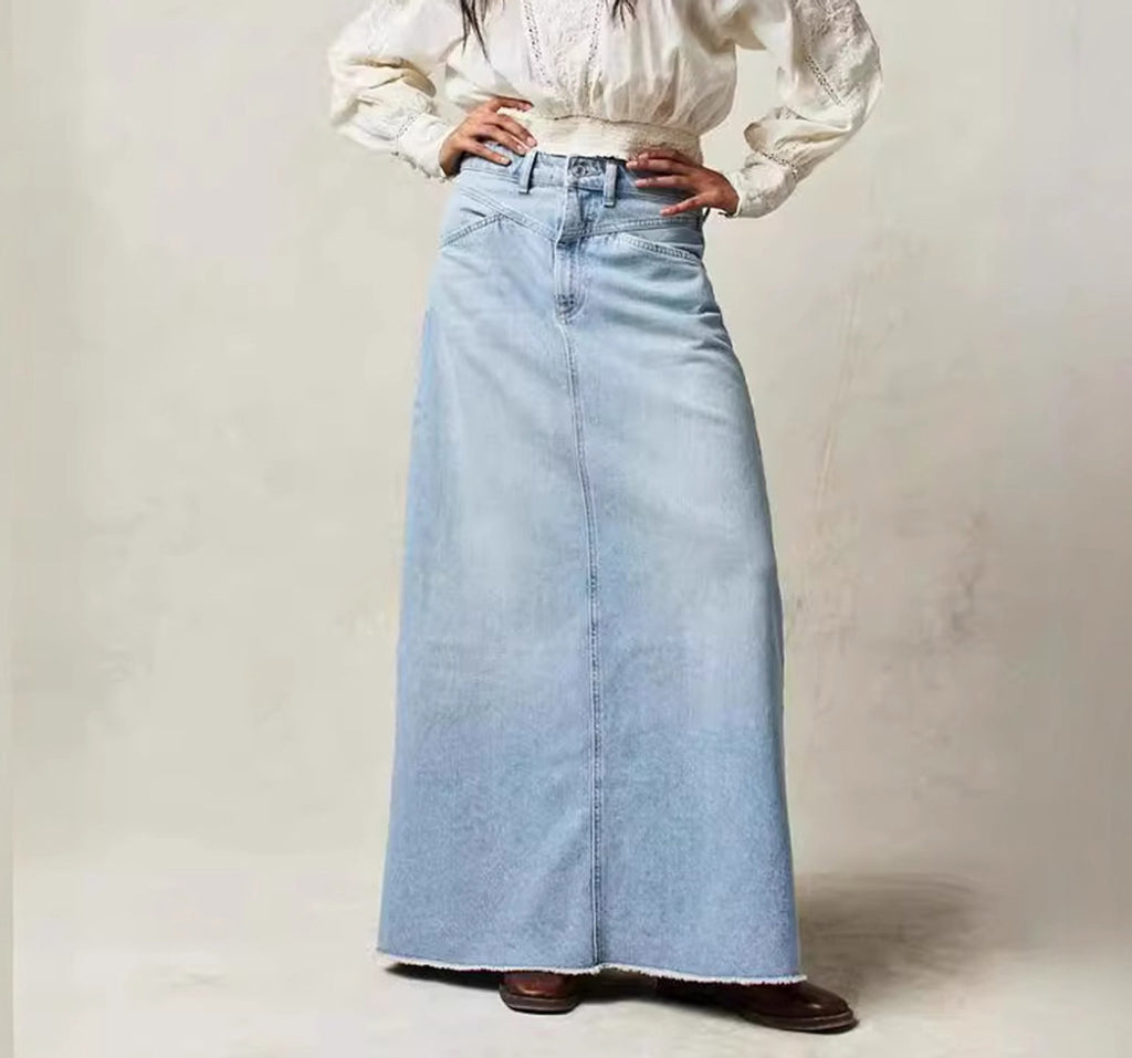Women's Summer Loose Straight Casual Denim Skirt