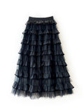 Organza Layers Long Patchwork Cake Dress Skirts