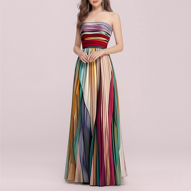 Women's Sexy Elegant Banquet Tube Printed Colorful Tops