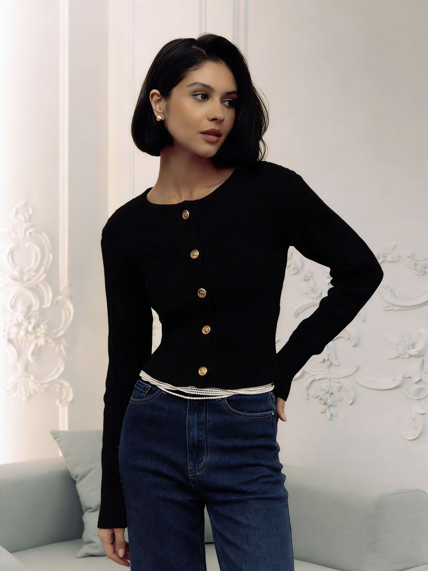 Women's Source Summer Twist Single-breasted Casual Sleeve Sweaters
