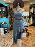 Women's Sling Denim Single Side Bias Swing Dress