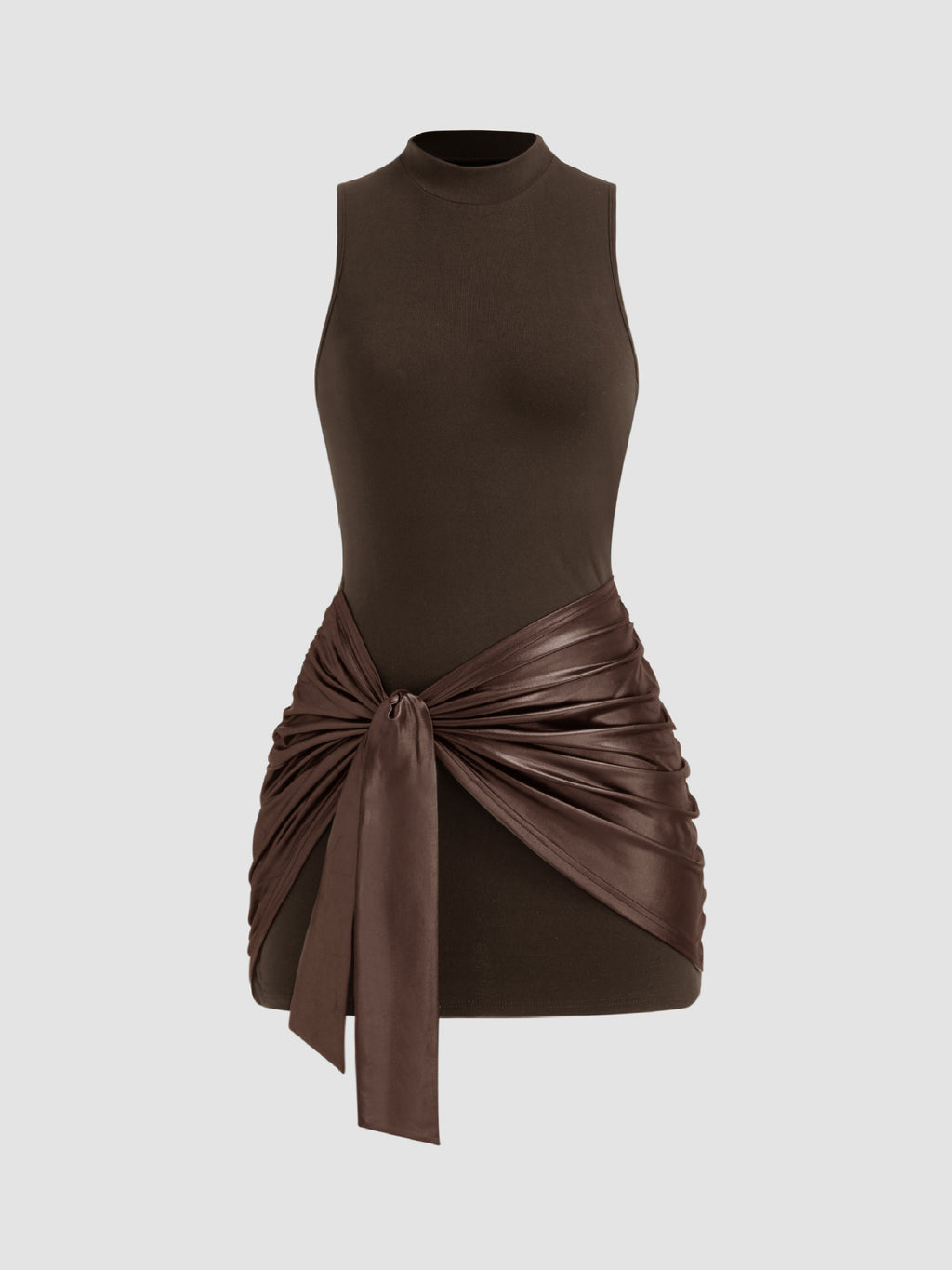 Sexy Solid Color Round Neck Sleeveless Sheath Skirts