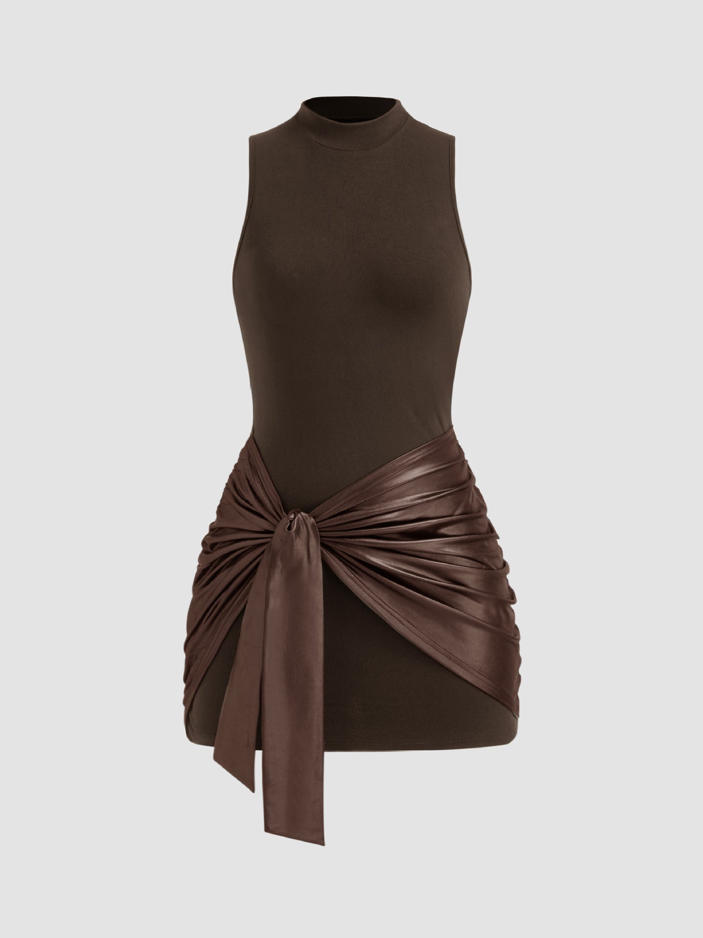 Sexy Solid Color Round Neck Sleeveless Sheath Skirts
