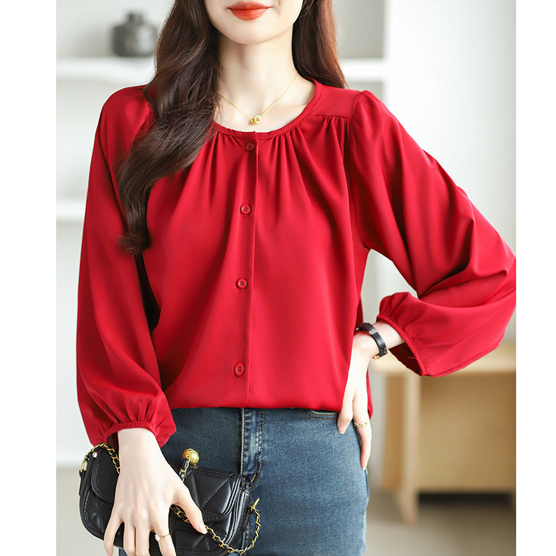 Women's Shirt Large Loose Leisure Slimming Belly Covering Elegant Blouse