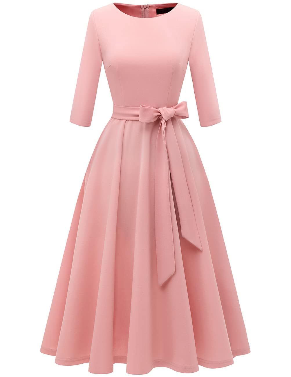 Women's Collar Three-quarter Sleeve Solid Color Temperament Leisure Large Swing Super Skirts
