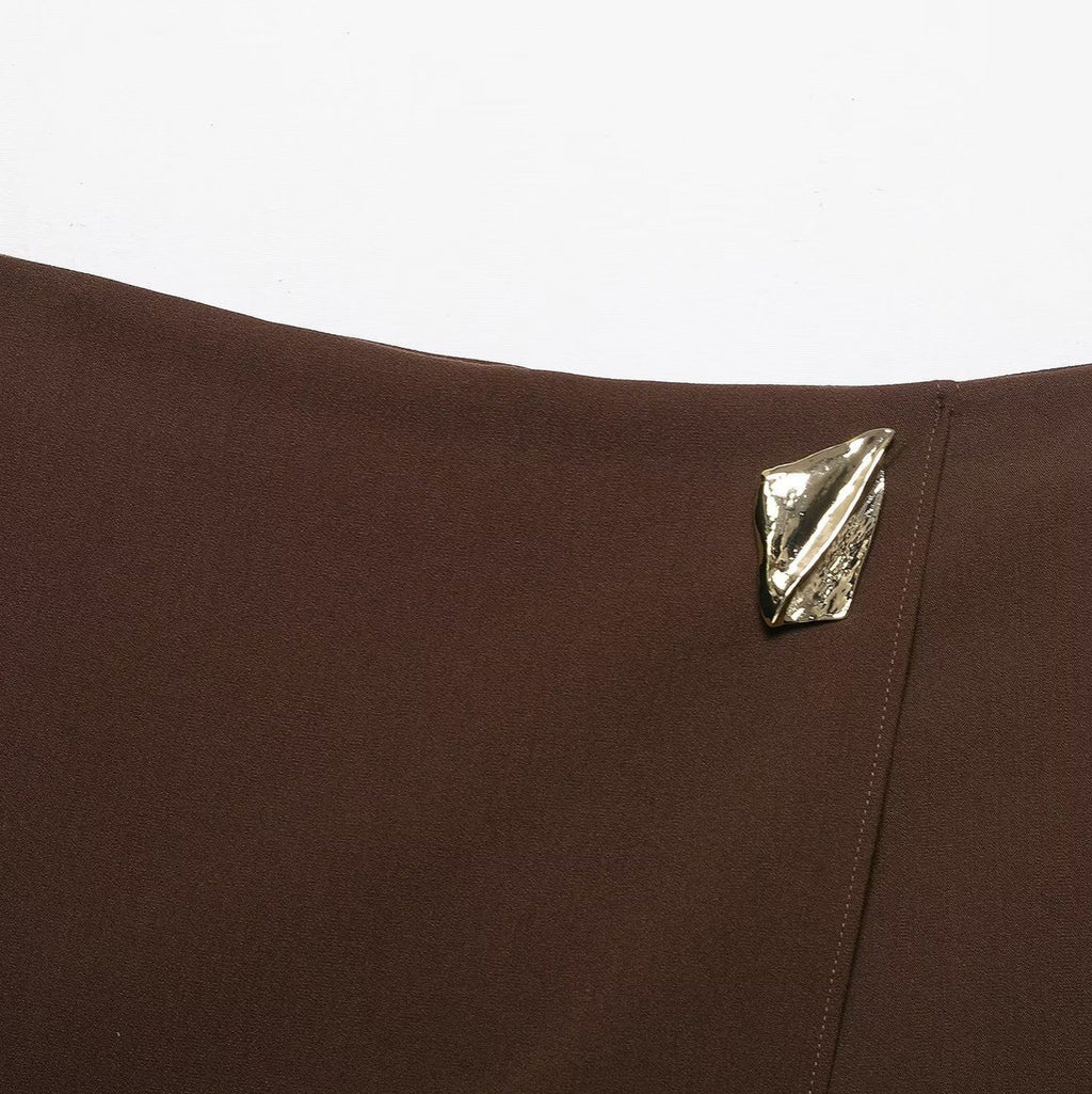 Women's Autumn Asymmetric Metal Decorative Culottes Skirt