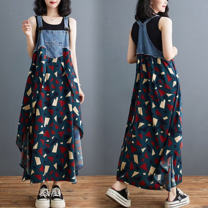 Fashion Ruffles Long Loose Large Denim Dress