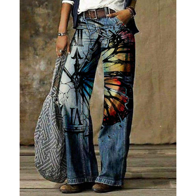 Women's Casual Imitation Wide Leg Trousers Jeans