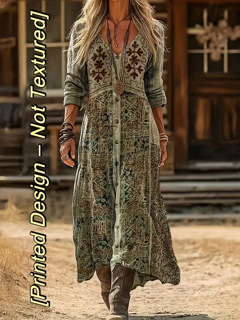 Popular Women's Creative Printed Wear Midi Dress
