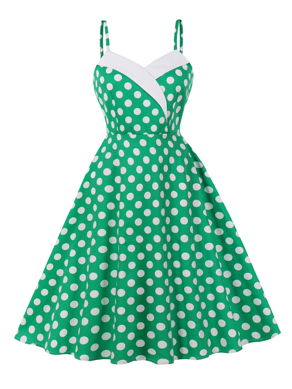 Women's Fashion Summer Strap Polka Dot White Waist Slimming Dress