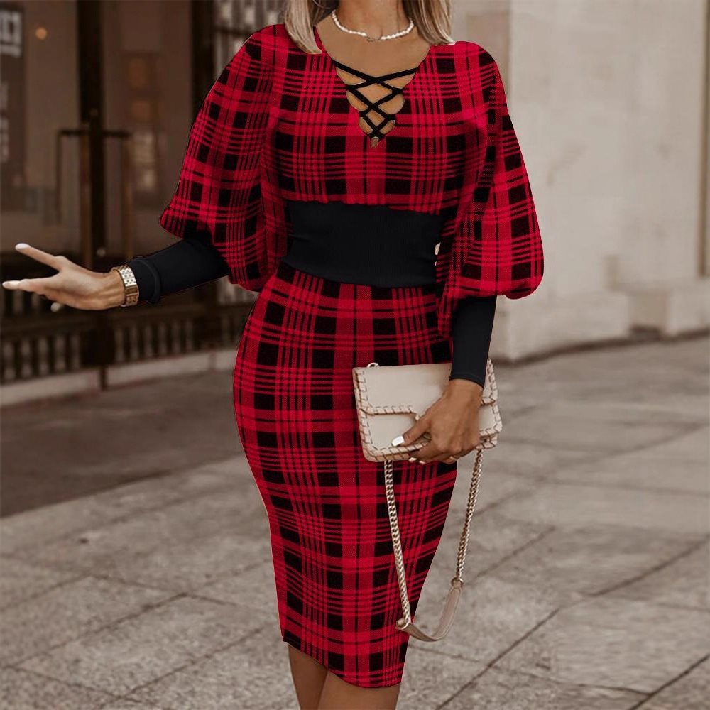 Elegant Stylish Unique Women's Long-sleeved Sheath Dress