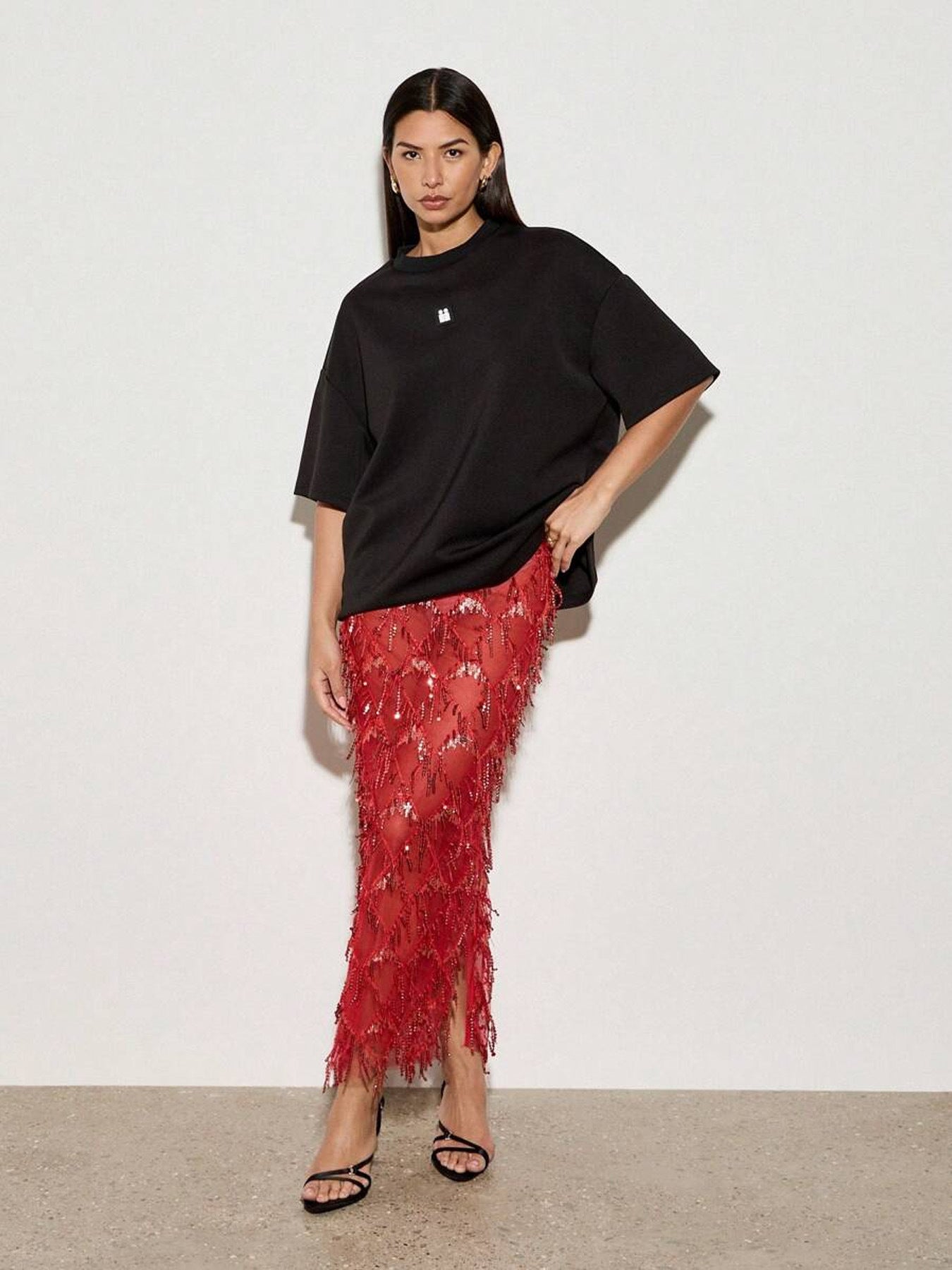 Women's Temperament Slimming Sequined Sexy Tassel Wild Skirt