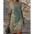 Slouchy Women's National Style Printed Casual Dress