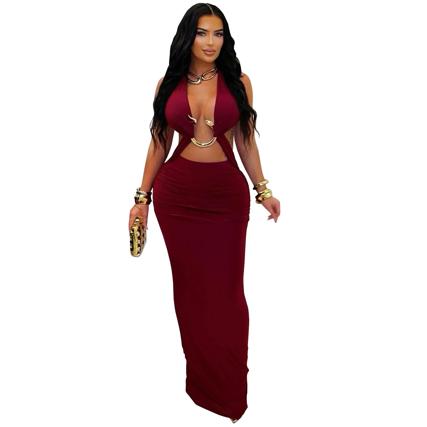 Women's Fashion Wear Sexy Slim Fit Pure Color Dress