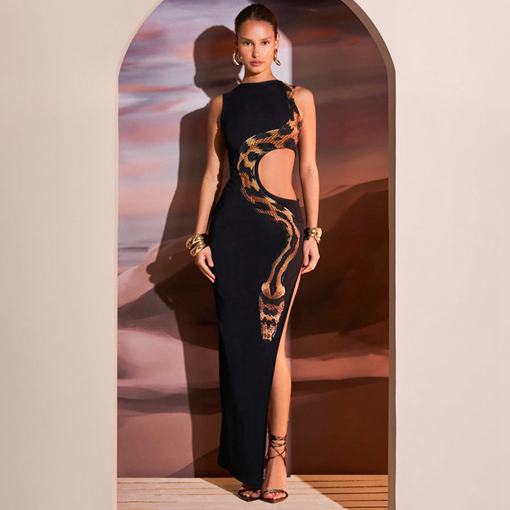 Women's Sleeveless Sexy Slim Fit Slit Long Dress