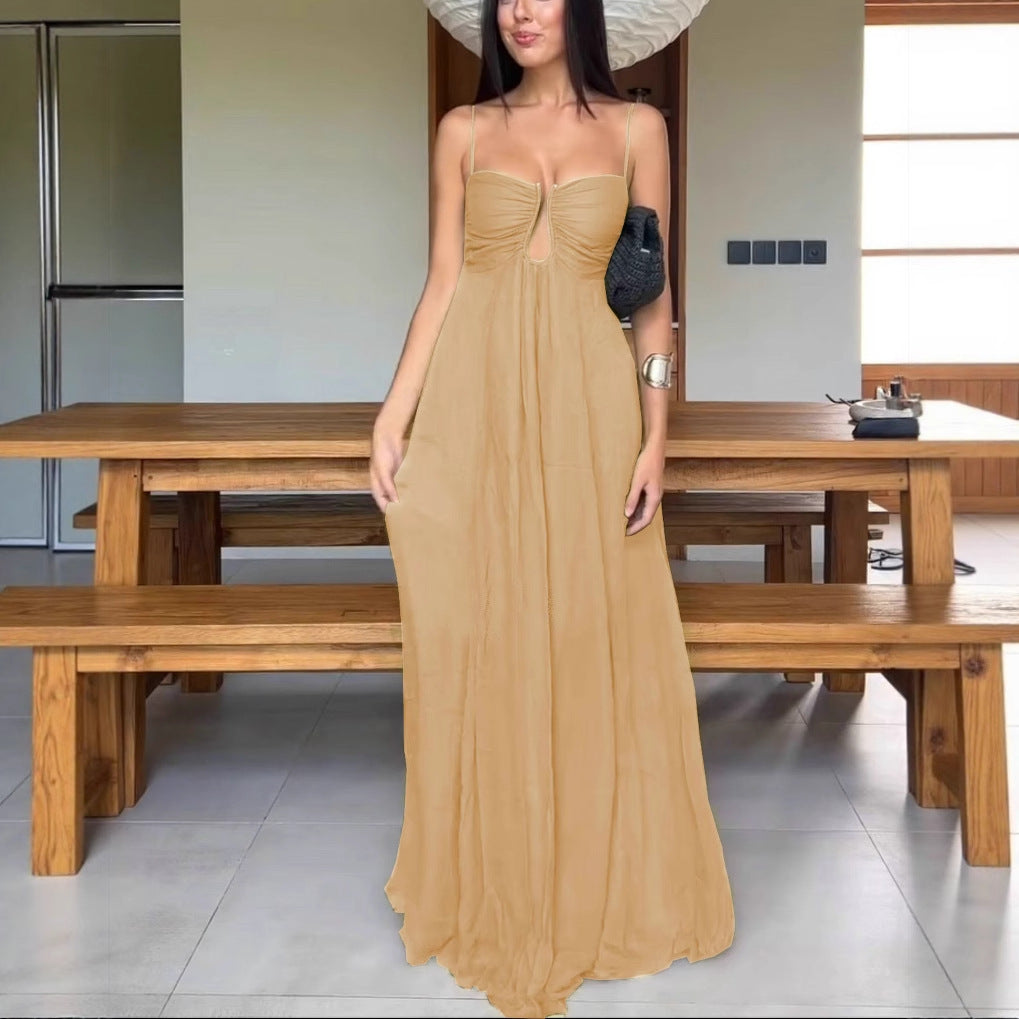 Summer Sexy Sling U-shaped Design Holiday Swing Dress
