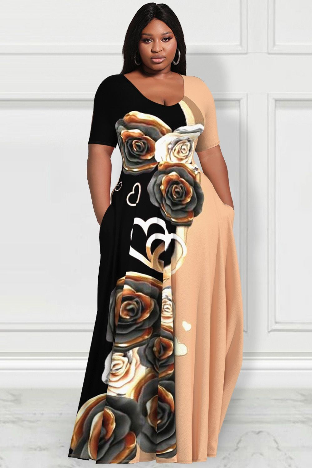 Women's Floral Print Round Neck Exotic Vacation Style Dress