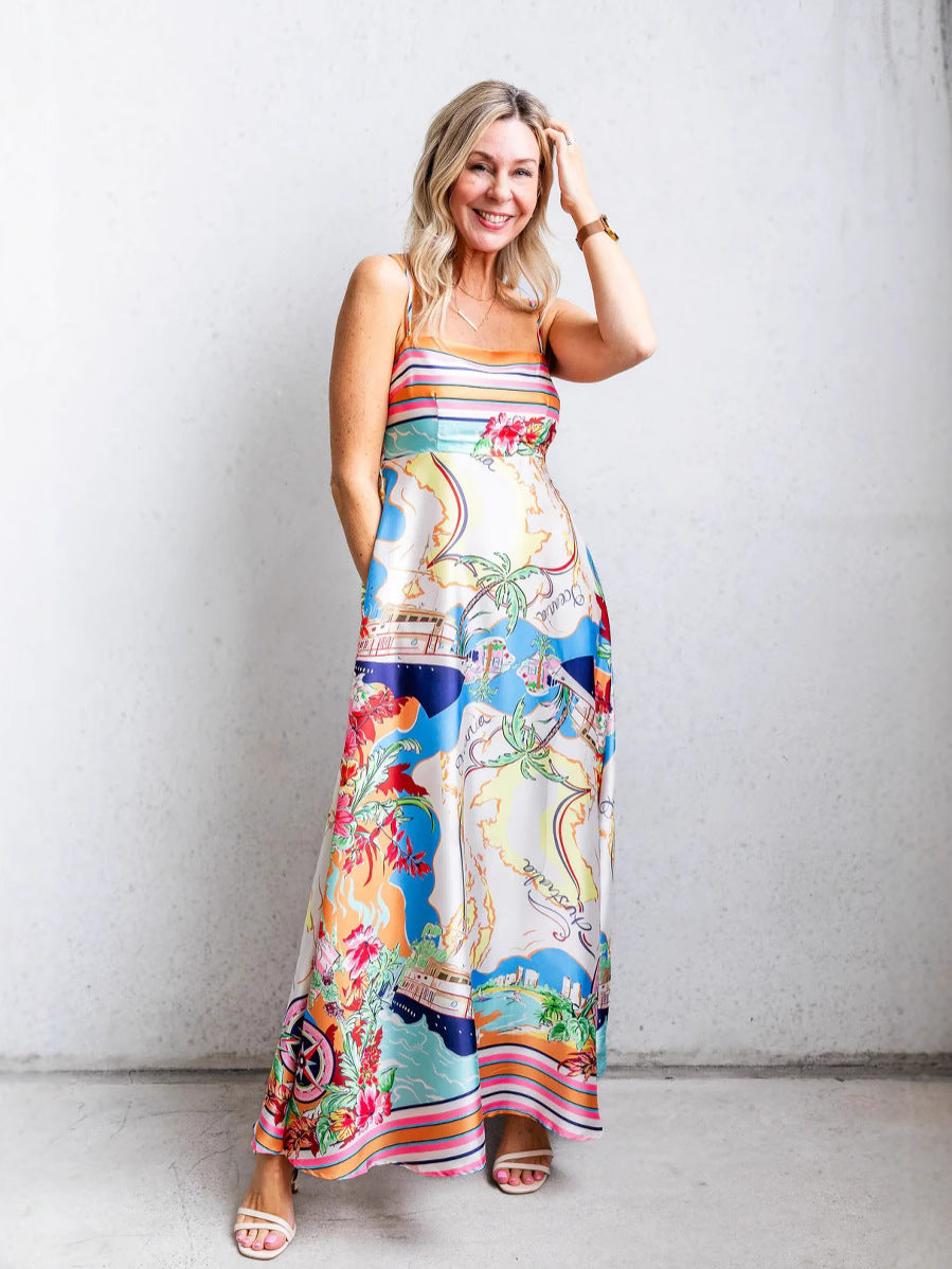 Women's Summer High Waist Print Vacation Style Clothing
