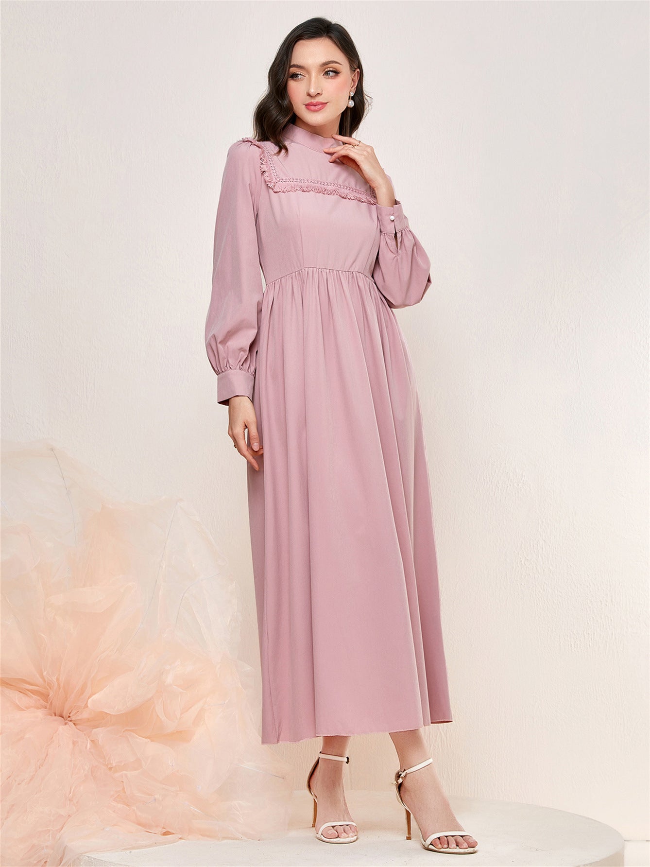 Women's Flow Su Stitching Stand Collar Fashion Dress
