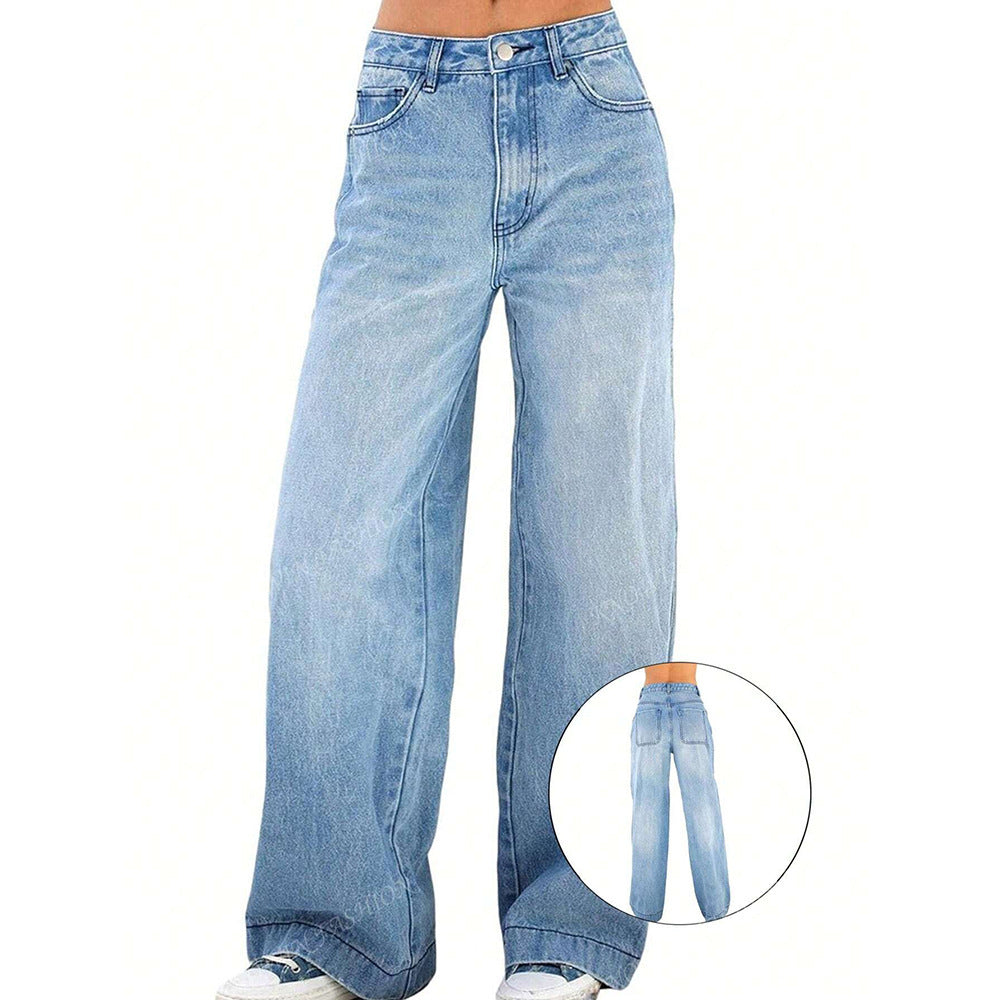 American Retro Wide Leg Loose Straight Women's Jeans