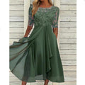 Women's Chiffon Stitching Lace Long Bridesmaid Clothing
