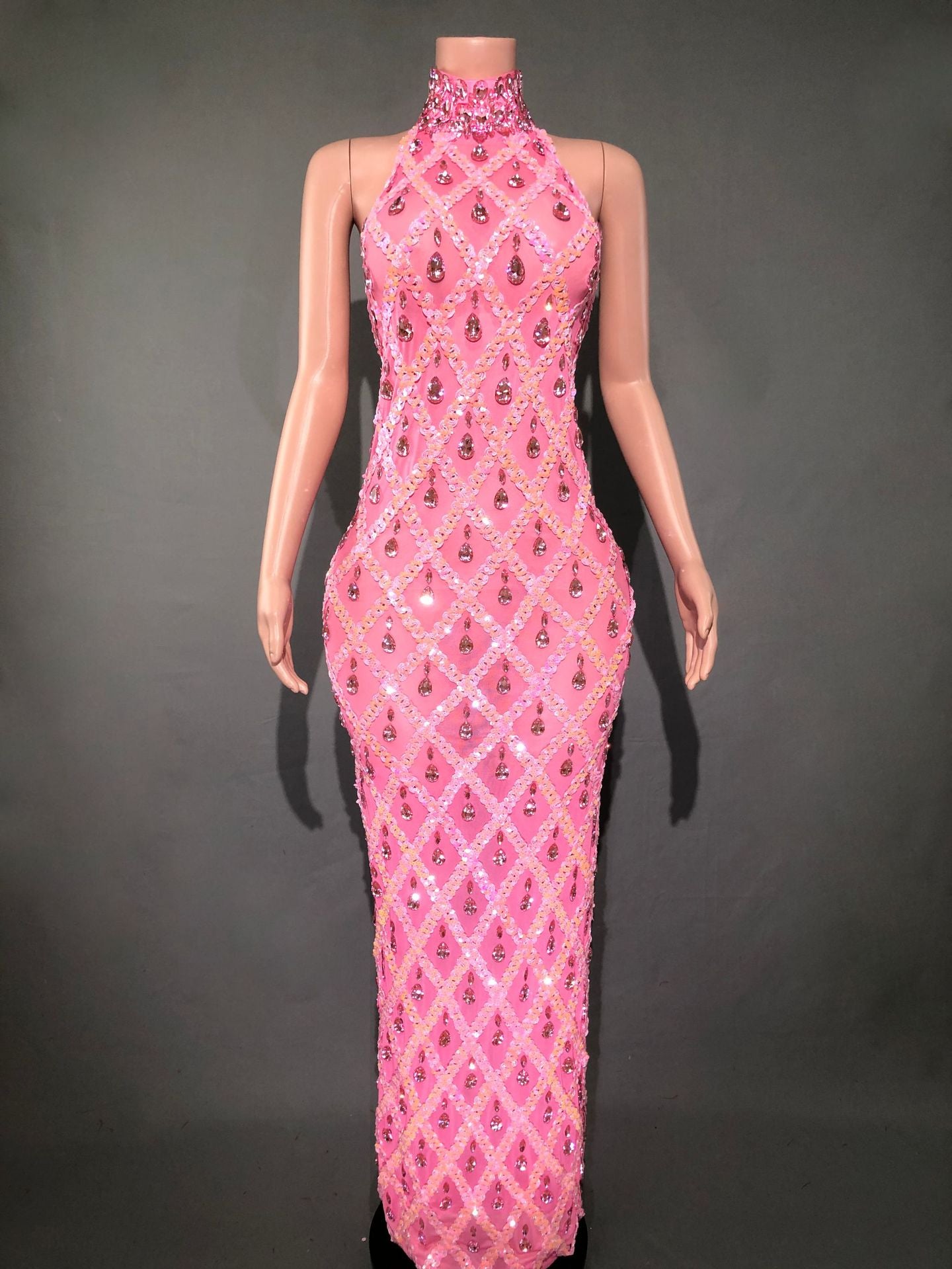 Graceful Women's Shiny Rhinestone Party Formal Dress