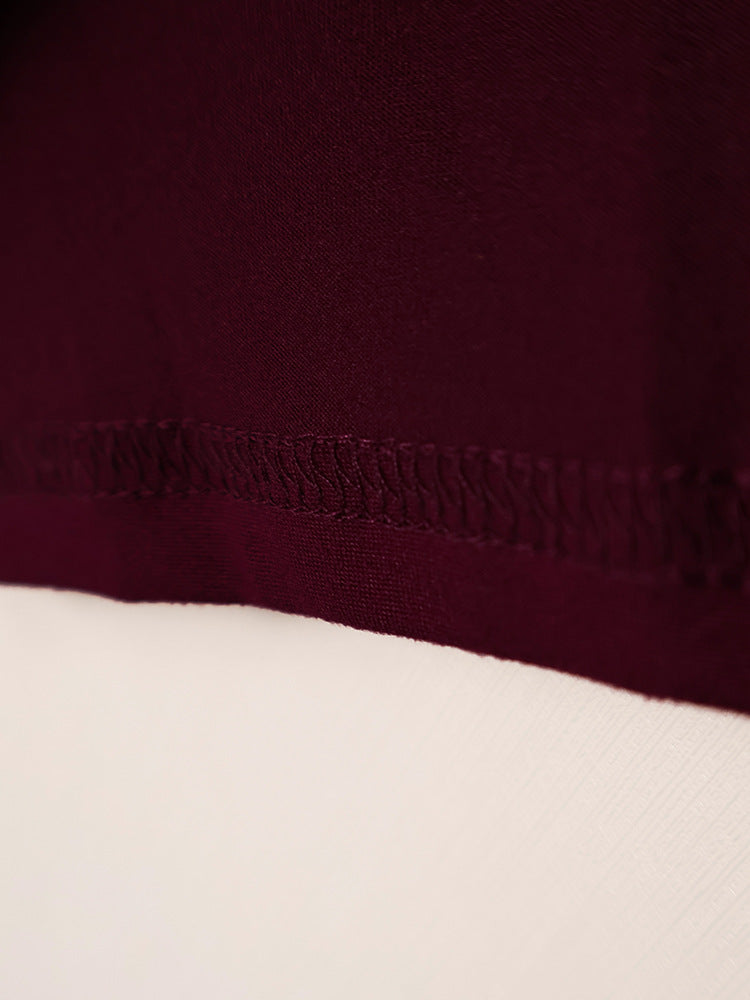 Women's Pleated Waist Tight Swing Collar Long-sleeved Beautiful Women's T-shirt
