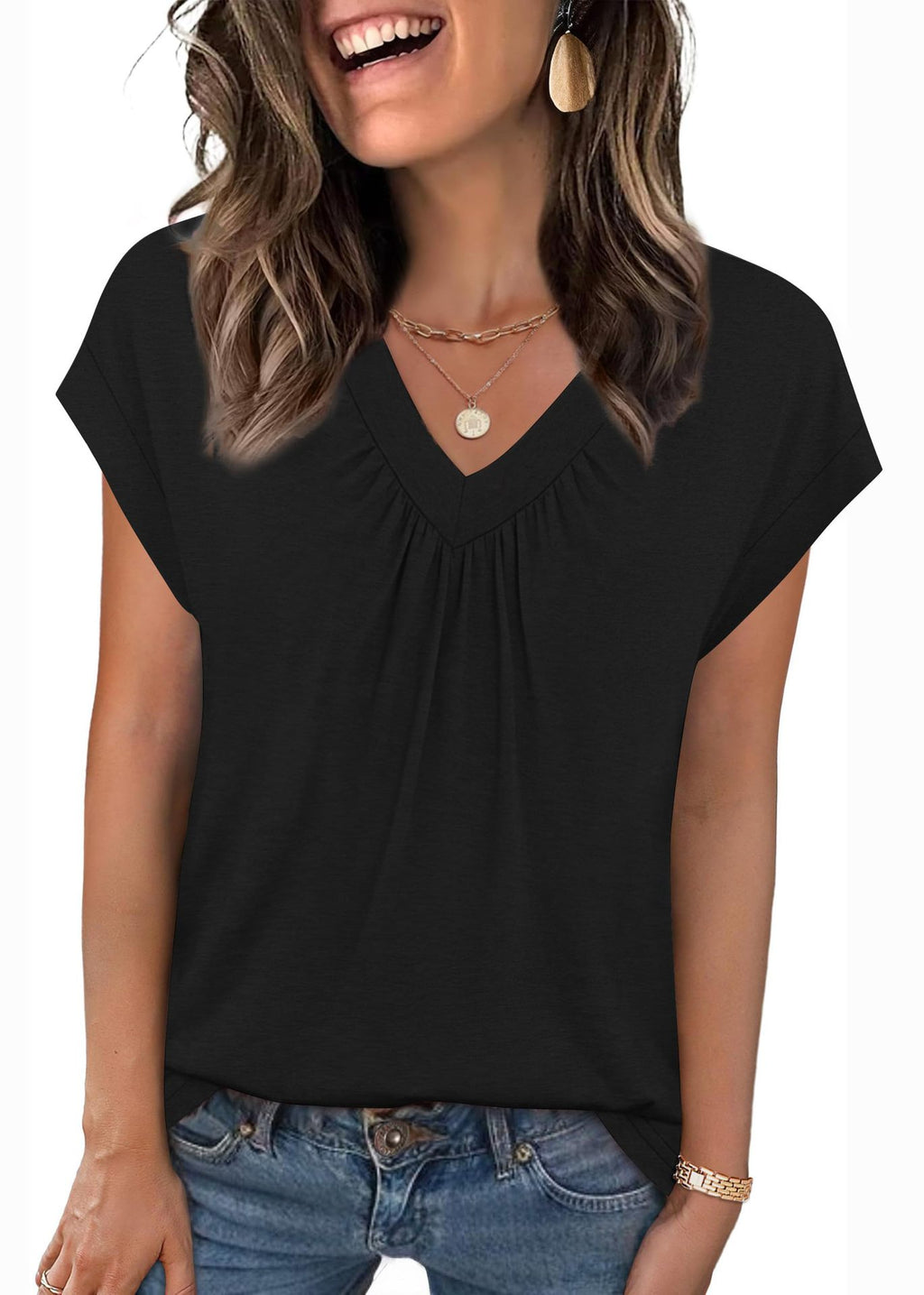 New Solid Color Loose Sleeve Ladies Women's T-shirt