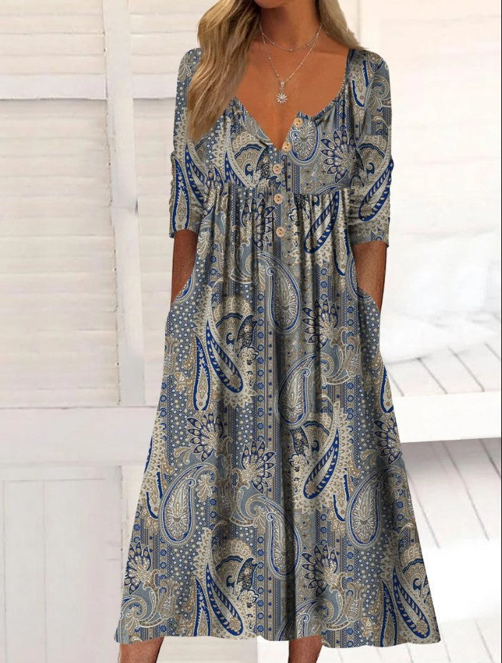 Popular Women's Printed Pocket Clinch Long Cardigans