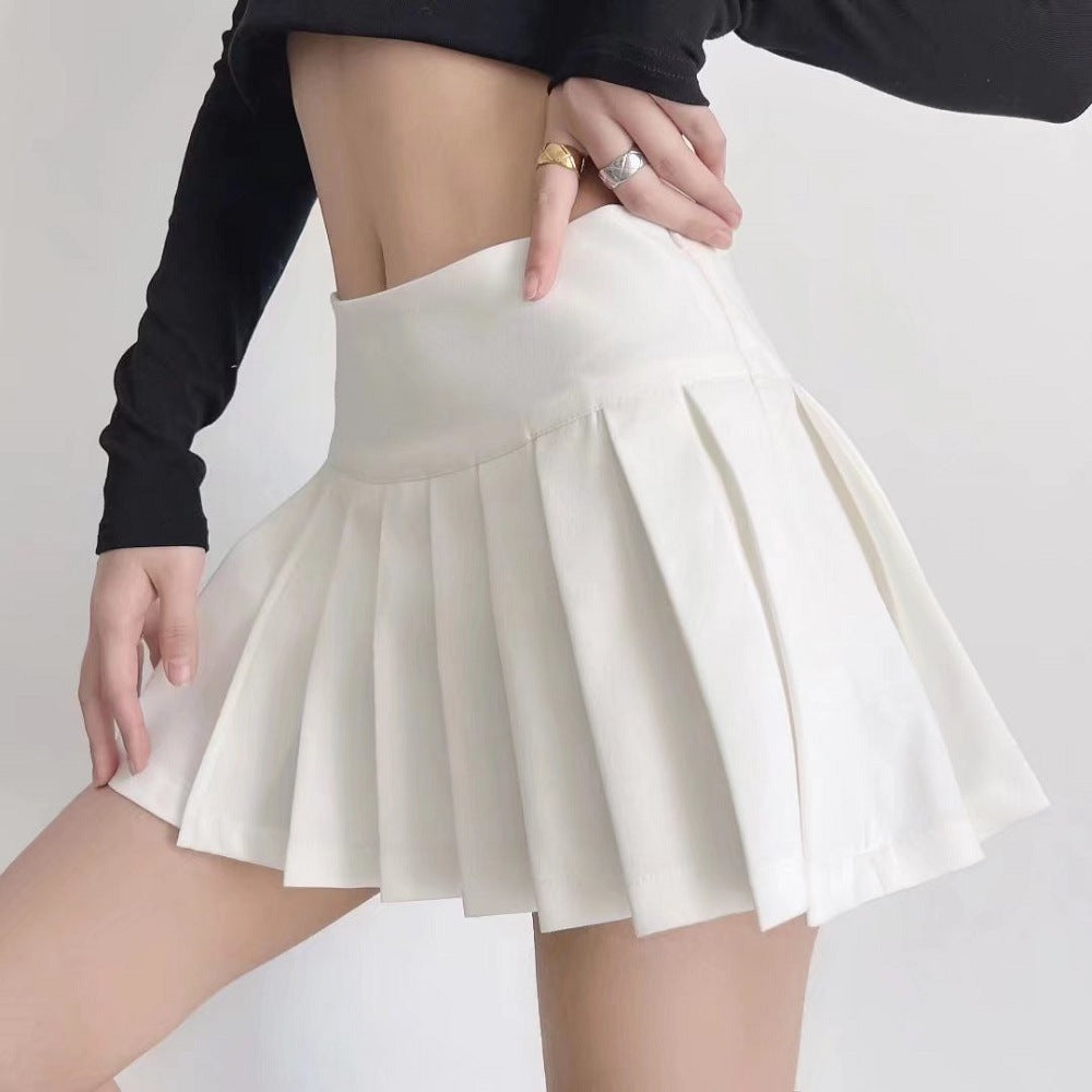Women's Pleated Street Hipster Wear High Waist Side Slit Skirt