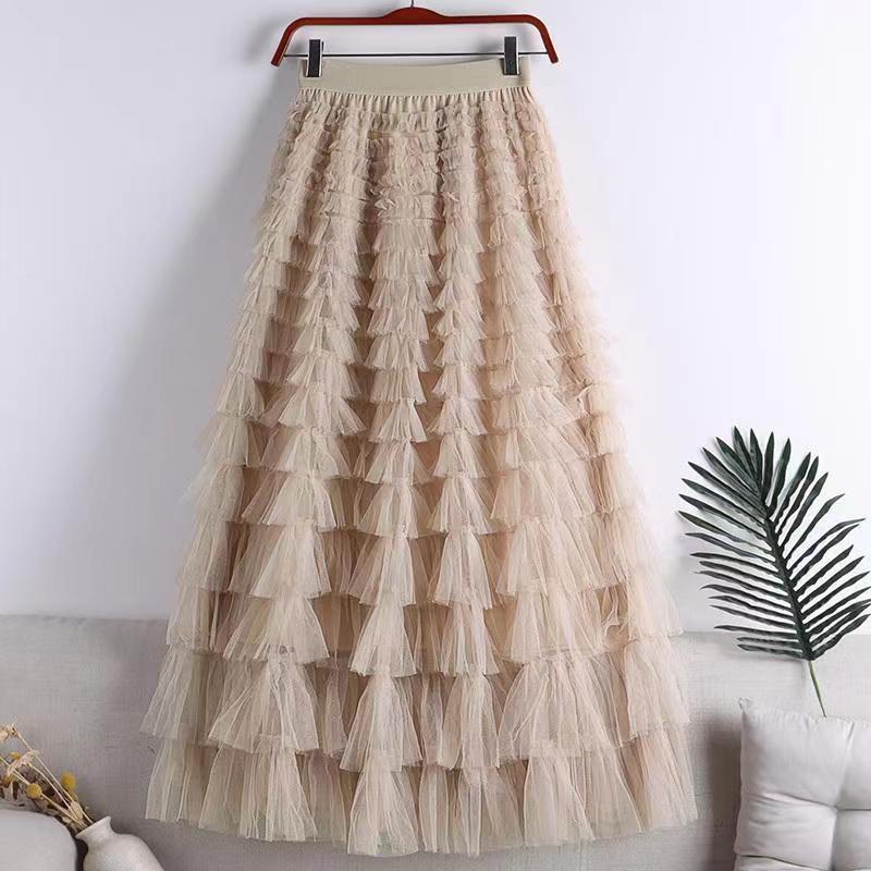 Charming Mesh Stitching Cake Dress Long Skirt