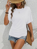 Women's Solid Color Waist Tight Sleeve Round Neck Casual Women's T-shirt