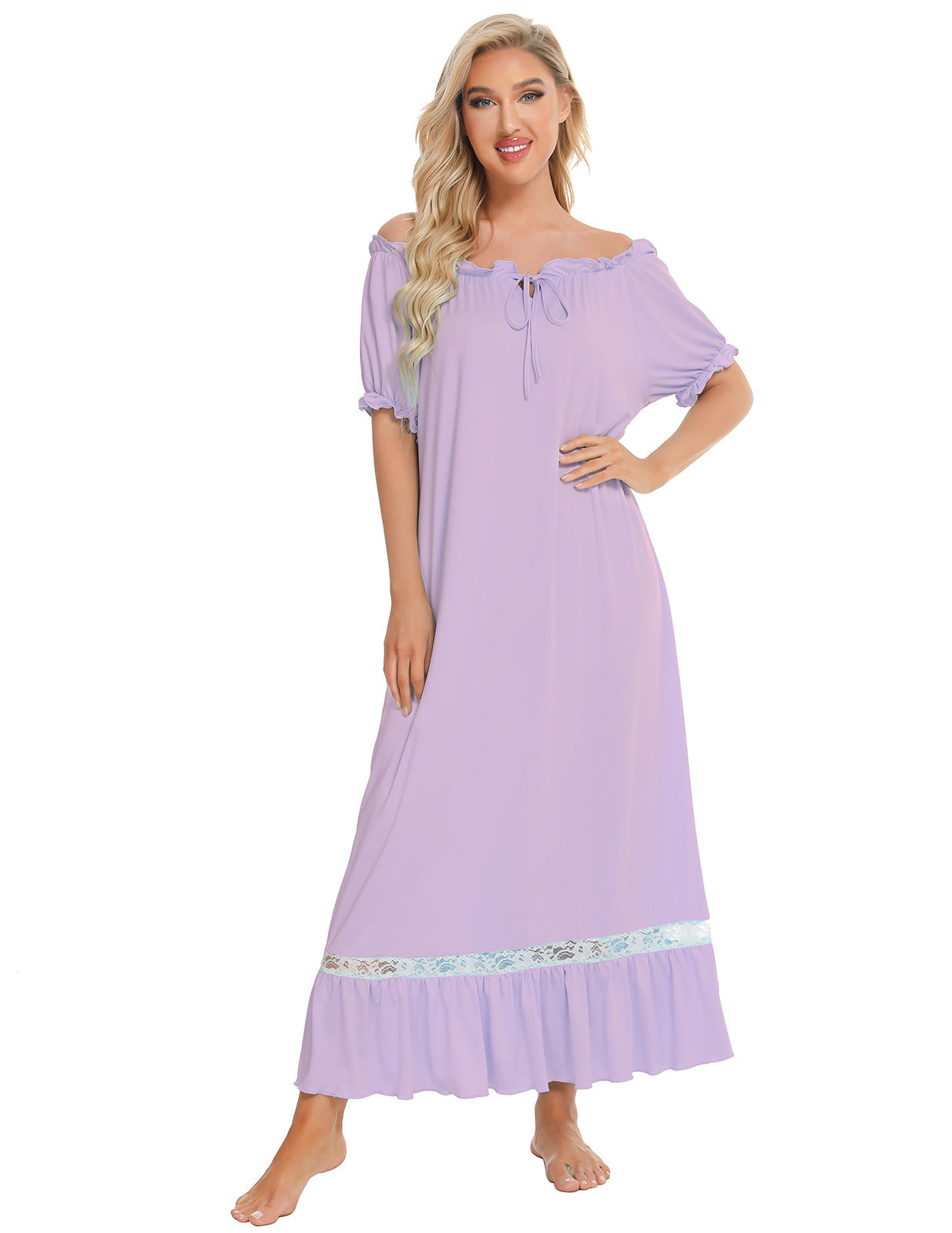 Versatile Women's Pajamas Sleeve Nightdress Comfortable Dress