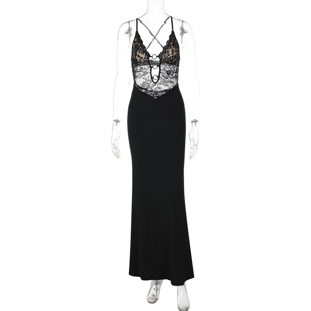 Chest Wrap Stitching Steel Ring Decoration Sheath Pure Dress