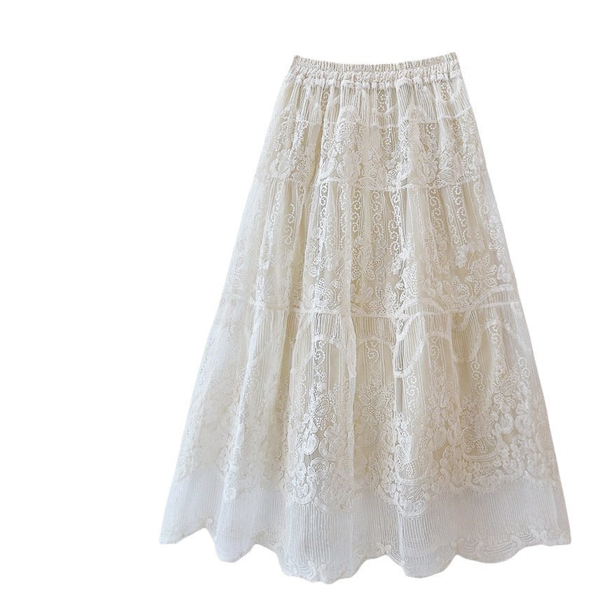 Lace Embroidered Four Korean Style Pettiskirt Gentle Mesh Skirt
