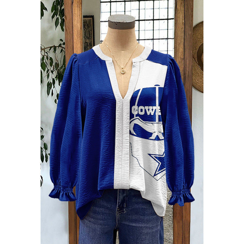 Women's Loose Flared Sleeves Long-sleeved Digital Printing Women's T-shirt