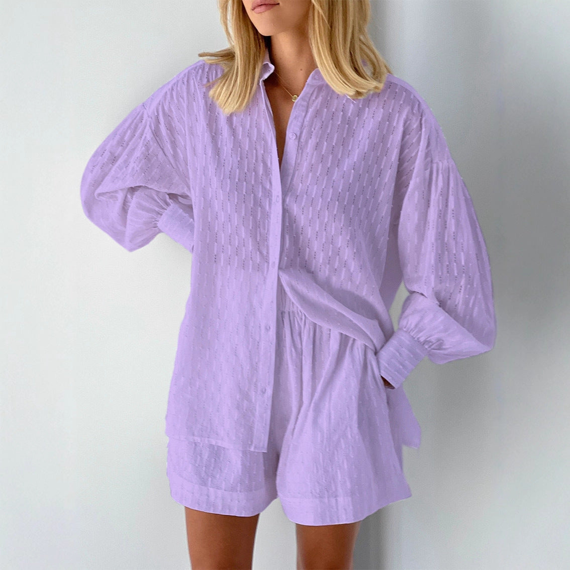 Women's Shirt Jacquard Puff Sleeve Elegant Commuter Design Blouse