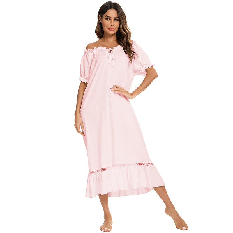 Versatile Women's Pajamas Sleeve Nightdress Comfortable Dress