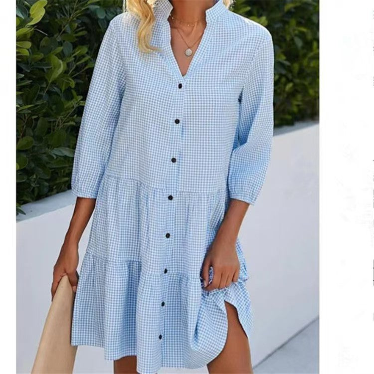 Fashion Plaid Stand Collar Split Sleeve Cardigans