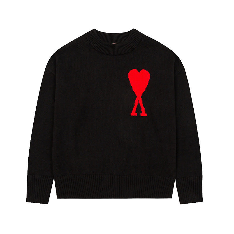Round Neck Small Love Fashion Female Couple Loose Long Women's Sweater
