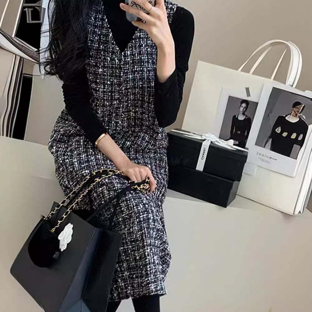 Good Style Sleeveless Commuter Plaid Long Dress