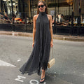 Women's Fashion Elegant Halter Polka-dot Long Dress