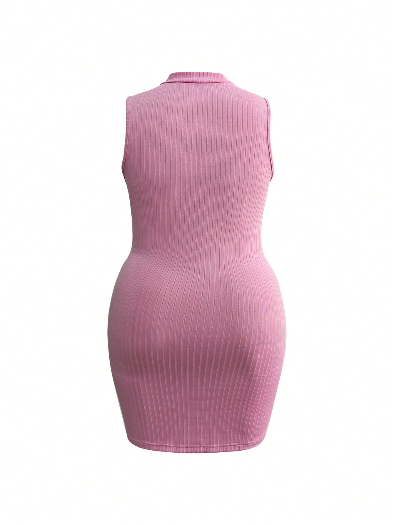 Women's Large Zipper Solid Color Sheath Elegant Dress