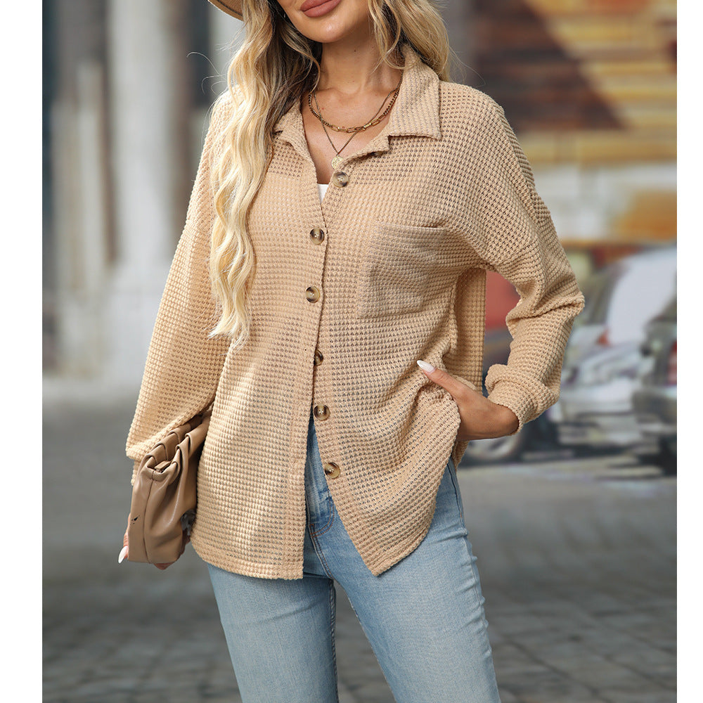 Women's Loose Waffle Leisure Commute Shirt Blouse