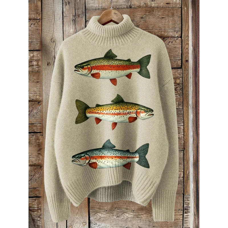 Innovative Women's Christmas Printed Wear Turtleneck Women's T-shirt